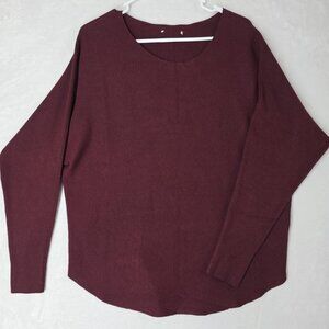 VILA MILANO Round Neck Collarless Pullover Burgundy Knit Sweater Women's Size LG